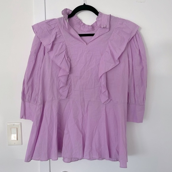 Rhode Sylvie ruffle poplin cotton blouse in lavender lilac NWOT - Picture 2 of 6